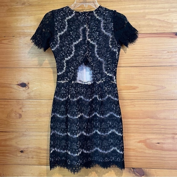 Dolce Vita Black Eyelash Lace Cutout Mini Dress Extra Small - Picture 4 of 14